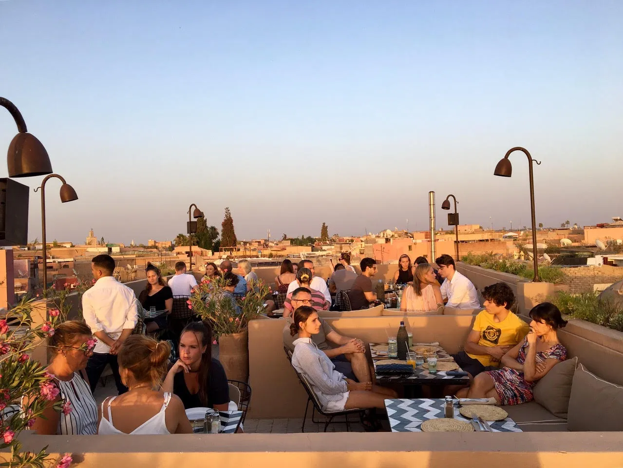 Rooftop Nomad in Marrakech, Rahba Kedima view at sunset